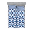 thumbnail image 1 of Evil Eye Fitted Sheet & Pillow Sham Set, Symmetrical Pattern All Seeing Eye Superstitious Turkish Ethnic, Decorative Printed 6 Piece Bedding Decor Set, King, Blue Pale Blue White, by Ambesonne, 1 of 3