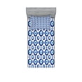 thumbnail image 1 of Evil Eye Fitted Sheet & Pillow Sham Set, Symmetrical Pattern All Seeing Eye Superstitious Turkish Ethnic, Decorative Printed 4 Piece Bedding Decor Set, Twin, Blue Pale Blue White, by Ambesonne, 1 of 3