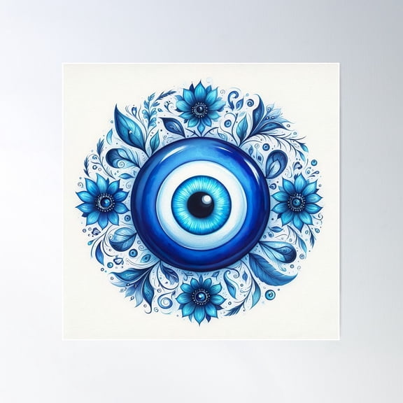 Evil Eye Flora Poster Wall Art, Modern Wall Decor For Living Room Bedroom, 30x30 UNFRAMED