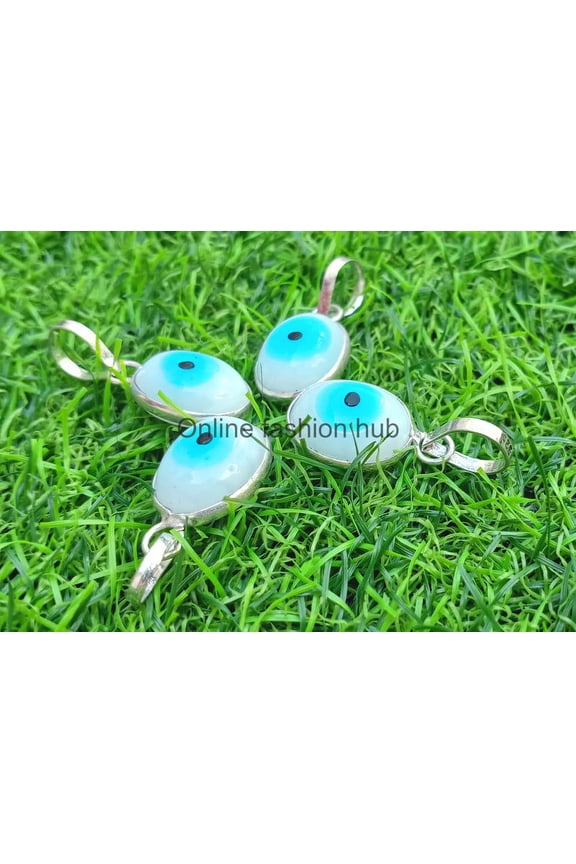 Evil Eye Gemstone 925 Sterling Silver Plated Handmade Pendant 5 pcs