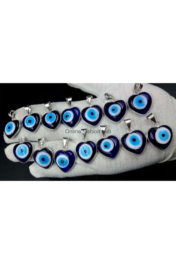 Evil Eye Gemstone 925 Sterling Silver Plated Handmade Pendant 5 pcs
