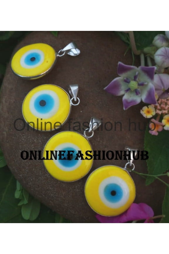 Evil Eye Gemstone 925 Sterling Silver Plated Handmade Pendant 5 pcs