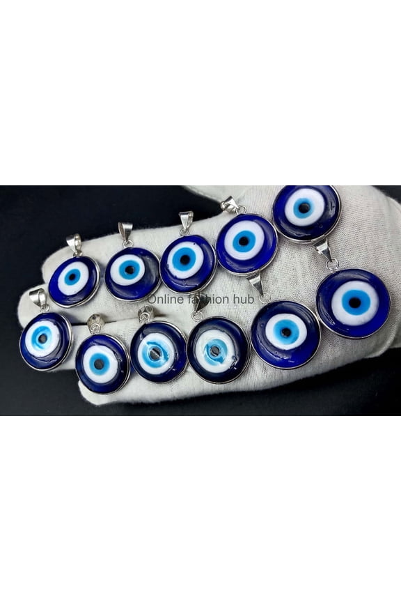 Evil Eye Gemstone 925 Sterling Silver Plated Handmade Pendant 5 pcs