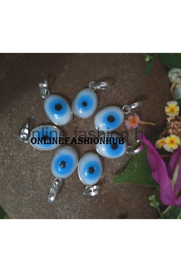 Evil Eye Gemstone 925 Sterling Silver Plated Handmade Pendant 5 pcs