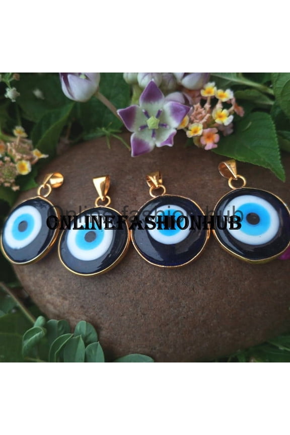 Evil Eye Gemstone 925 Sterling Silver Plated Handmade Pendant 5 pcs