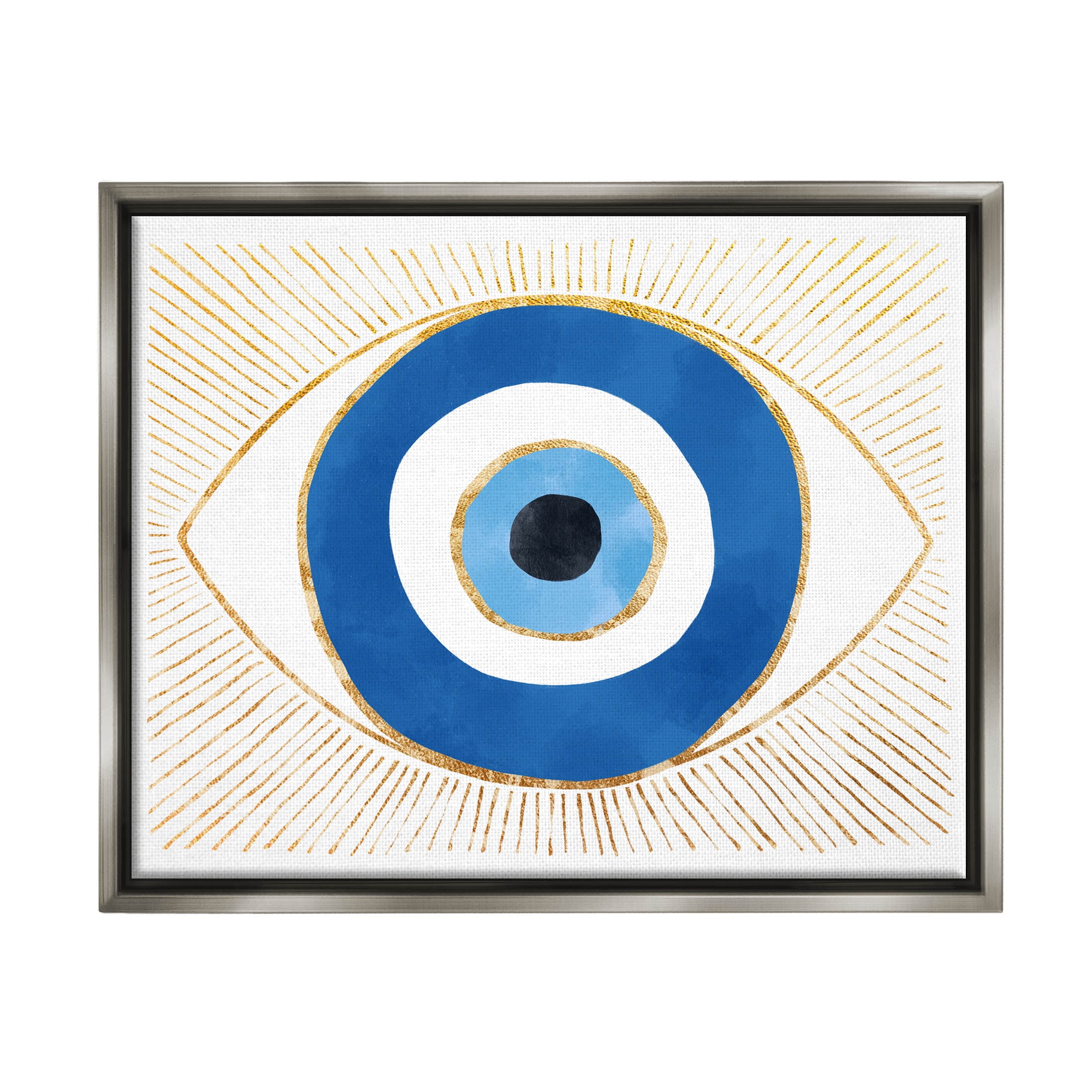 Evil Eye Glam Rays Pattern Religious Graphic Art Luster Gray Framed Art Print Wall Art