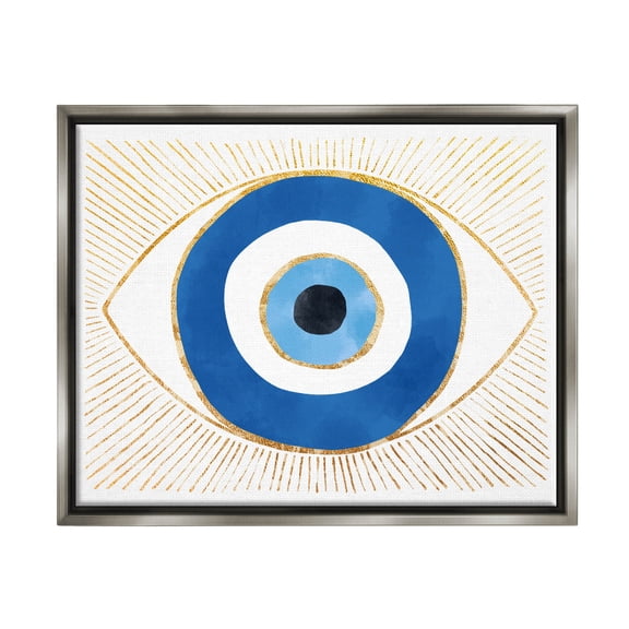 Evil Eye Glam Rays Pattern Religious Graphic Art Luster Gray Framed Art Print Wall Art