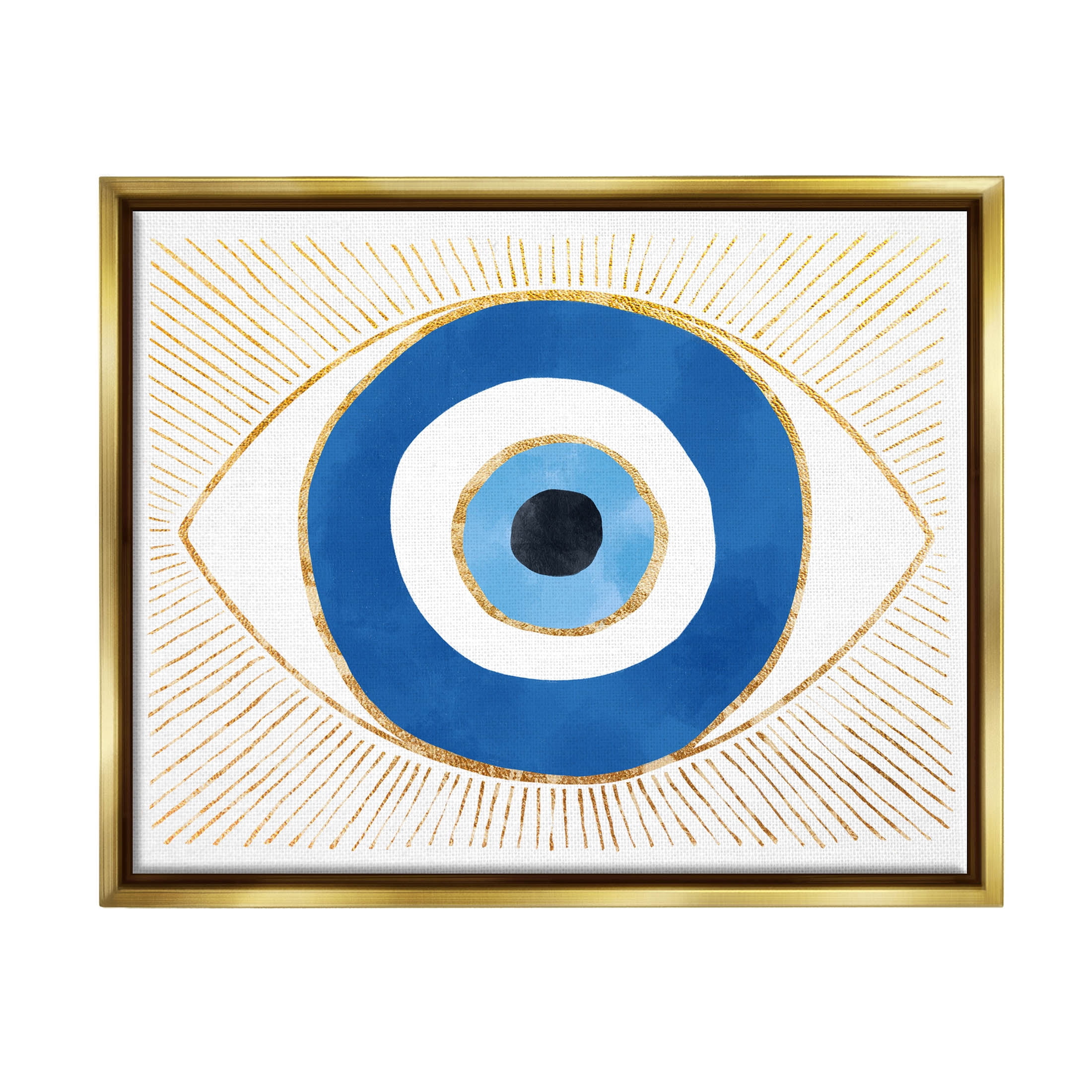 Evil Eye Glam Rays Pattern Religious Graphic Art Metallic Gold Framed Art Print Wall Art