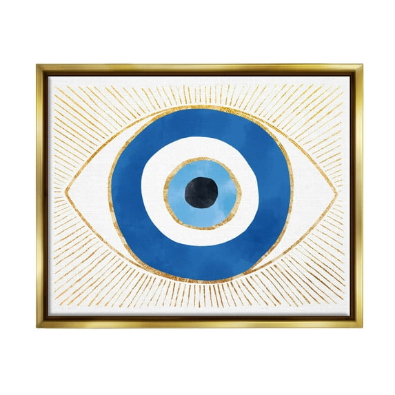 Evil Eye Glam Rays Pattern Religious Graphic Art Metallic Gold Framed Art Print Wall Art