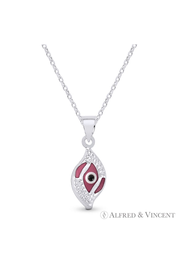 Evil Eye Glass Bead Charm & Chain Necklace in .925 Sterling Silver