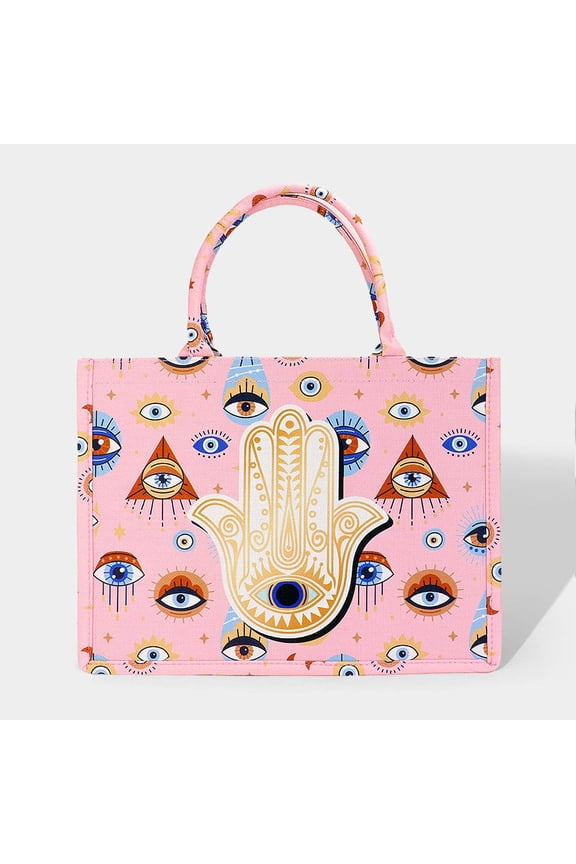 Evil Eye Hamsa Hand Printed Tote Bag