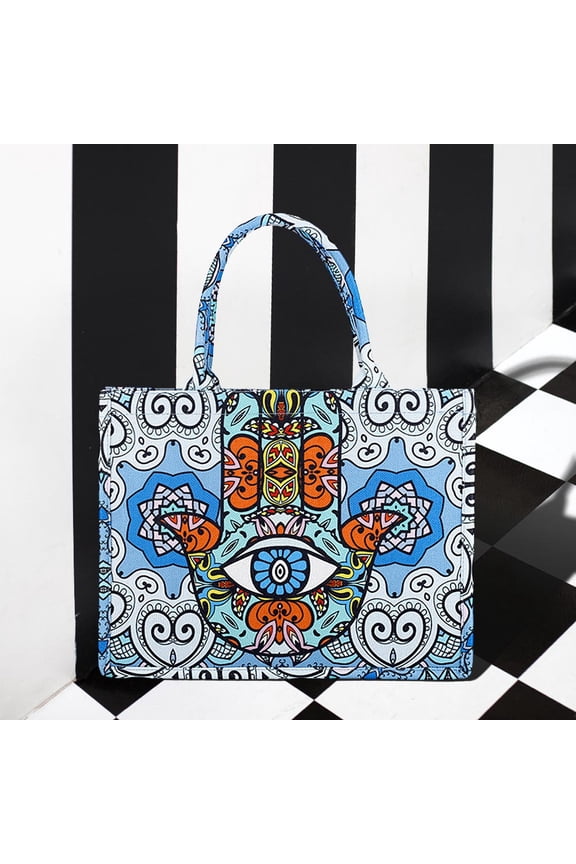 Evil Eye Hamsa Hand Printed Tote Bag