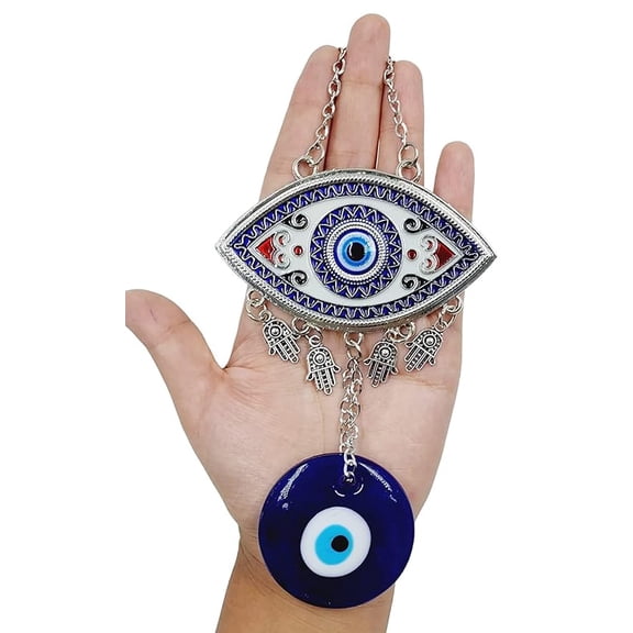Evil Eye Hanging for Home Entrance Door Decoration, Nazar Battu for Home Protection, Good Luck Charm and Prosperity, Big Size (Meenakari Eye White)