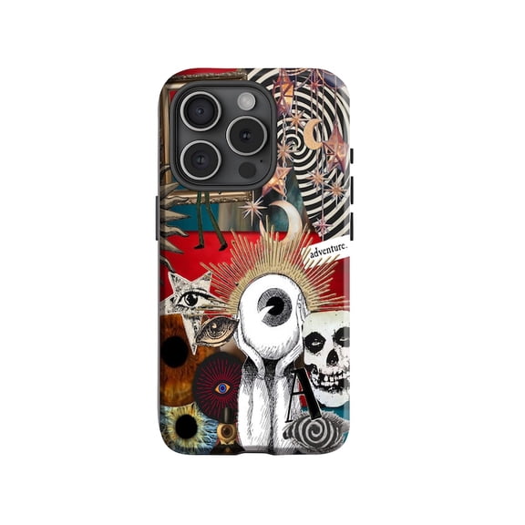 Evil Eye Horror Art Phone Case, intense gaze macabre illustration, 17 16 15 14 13 12 11 Pro Max