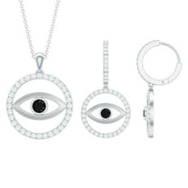 Rosec Jewels Evil Eye Jewelry Set with Black Onyx and Moissanite for Women - AAA Grade, 925 Sterling Silver