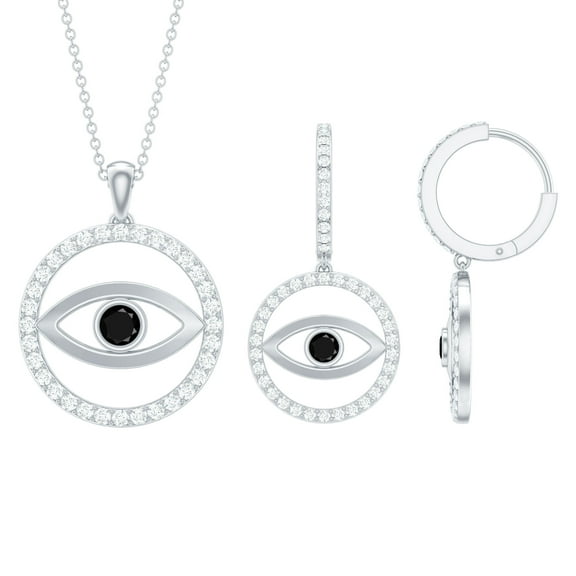 Rosec Jewels Evil Eye Jewelry Set with Black Onyx and Moissanite for Women - AAA Grade, 925 Sterling Silver