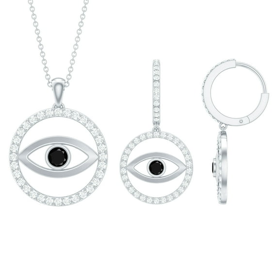 Rosec Jewels Evil Eye Jewelry Set with Black Onyx and Moissanite for Women - AAA Grade, 925 Sterling Silver