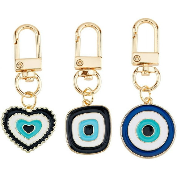 Evil Eye Keychain Charms Small Swivel Clasp Keychain with Enamel Charms Goden Alloy Protection Charms Key Chain