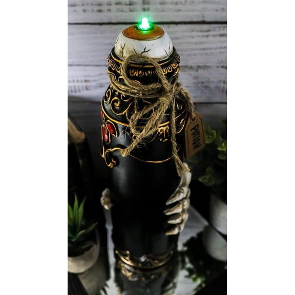Evil Eye LED Light Decorative Potion Bottle with Skeleton Hands and Scrollwork