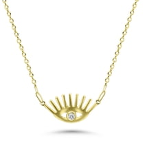 Evil Eye Lash Necklace in 14 Karat Solid Gold | Gold Evil Eye Lash Necklace | Protective Gold Pendant Necklace | Dainty Gold Pendant for her