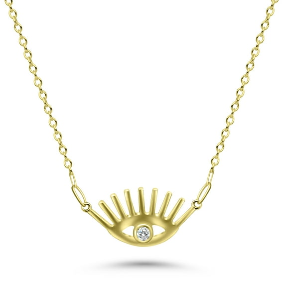Evil Eye Lash Necklace in 14 Karat Solid Gold | Gold Evil Eye Lash Necklace | Protective Gold Pendant Necklace | Dainty Gold Pendant for her