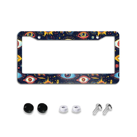 Evil Eye License Plate Frames for Women Men Car Plate Holder Cover Metal Tag Aluminum Car Accessories Front Rear Plate Decor