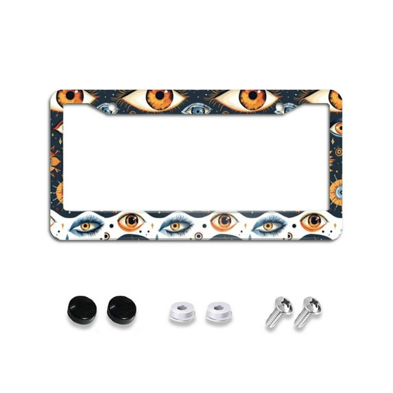 Evil Eye 1 License Plate Frames for Women Men Car Plate Holder Cover Metal Tag Aluminum Car Accessories Front Rear Plate Decor