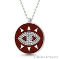 thumbnail image 1 of Evil Eye Luck Charm Enamel & CZ Crystal 20mm Pendant & Chain Necklace in .925 Sterling Silver, 1 of 1