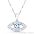 thumbnail image 1 of Evil Eye Luck Charm Enamel & CZ Crystal Pendant & Chain Necklace in .925 Sterling Silver w/ Rhodium, 1 of 1