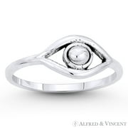 ALFRED & VINCENT Evil Eye Luck Charm Rustic-Style Ring in Oxidized .925 Sterling Silver