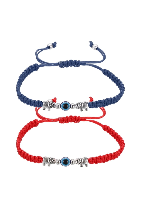Evil Eye Lucky Bracelets, Handmade Braided Rope String Adjustable Protection Bracelets, Minimalist Jewelry for Women Men Friend (Butterfly Style, Black)