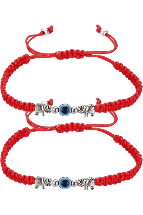 Evil Eye Lucky Bracelets, Handmade Braided Rope String Adjustable Protection Minimalist Jewelry for Women Red -