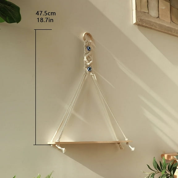 Evil Eye Macrame Floating Wall Shelf With Sticks Home Decoration Boho Plant Flower Pot Tray Nordic Room Swing Display Shelf Gift