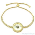 thumbnail image 1 of Evil Eye Mother-of-Pearl & CZ Crystal Charm Bolo-Style Bracelet in .925 Sterling Silver, 1 of 1