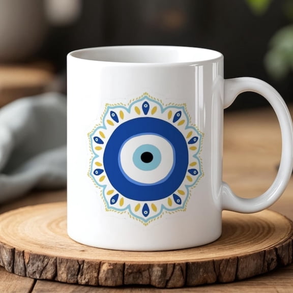 Evil Eye Mug 0ml Nazar Protection Coffee Cup Turkish Blue Eye Ceramic Mug Good Vibes Energy.