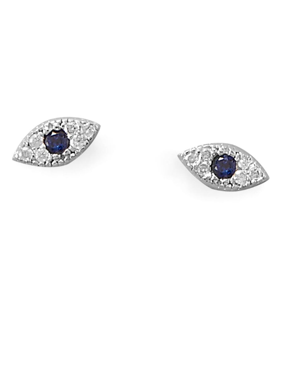 Evil Eye Nazar Boncuk Blue Cubic Zirconia Post Stud Earrings Sterling Silver Evil Eye Nazar Boncuk Blue Cubic Zirconia Post Stud Earrings Sterling Silver