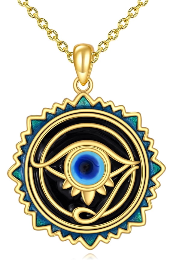 Evil Eye Necklace 925 Sterling Silver Evil Eye Pendant Necklace 18K Gold Plated Greek Protection Jewelry Gifts Lucky Necklace for Women Men