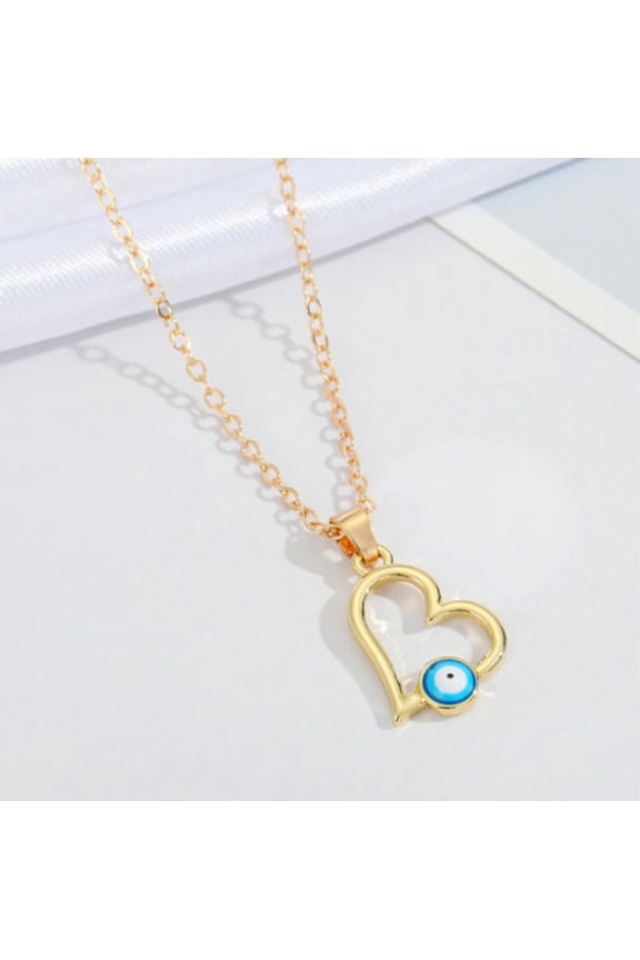 Evil Eye Necklace Blue Evil Eye Blue Eye Necklace Evil Eye Heart pendant