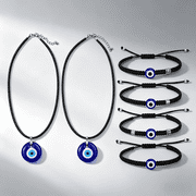 Kabier Evil Eye Necklace for Women Evil Eye Bracelet Lucky Protection Necklace Jewelry 6 PCK