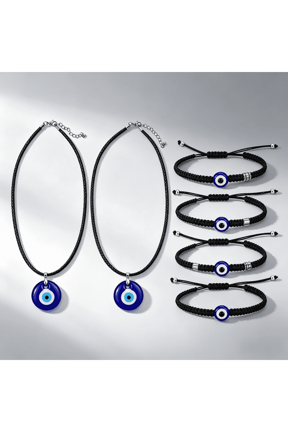 Kabier Evil Eye Necklace for Women Evil Eye Bracelet Lucky Protection Necklace Jewelry 6 PCK
