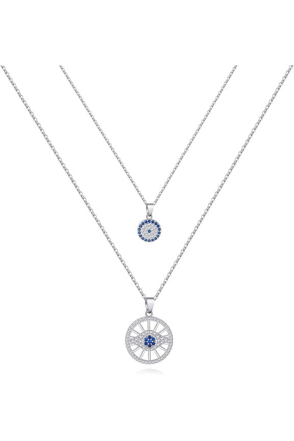 Evil Eye Necklace for Women 18K Gold Plated Evil Eye Layered Necklace Handmade Evil Eye Jewelry Adjustable Protection Necklace for Women[c0899]