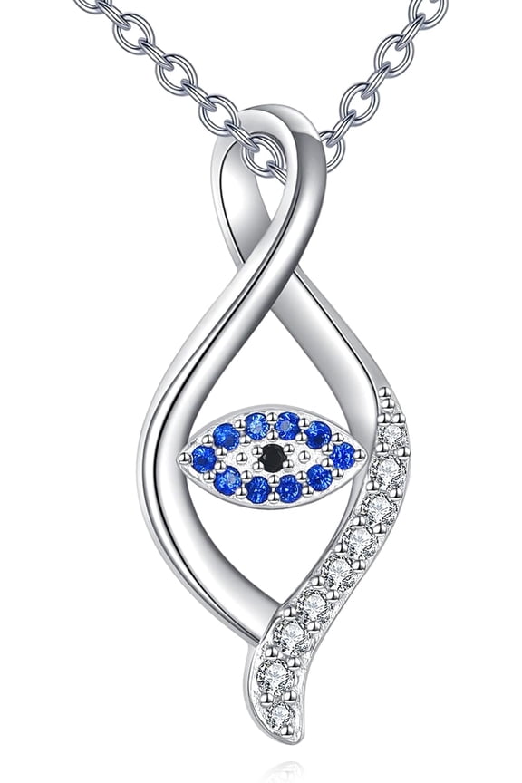 Evil Eye Necklace for Women 925 Sterling Silver Evil Eye Pendant for Women Blue Eyes Necklace Luck Amulet Evil Eye Jewelry Gift for Family Friends