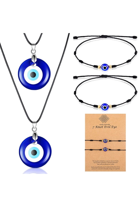 Evil Eye Necklace with Evil Eye Bracelet Protection Evil Eye Jewelry Set for Men