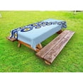 thumbnail image 1 of Evil Eye Outdoor Tablecloth, Diagonal Evil Eye Pattern Lively Protection Symbol Turkish Cultural, Decorative Washable Fabric Picnic Tablecloth, 58 X 120 Inches, Blue Pale Blue Yellow, by Ambesonne, 1 of 2