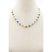 CC WHOLESALE CLOTHING Evil Eye Pearl Bead Necklace Blue