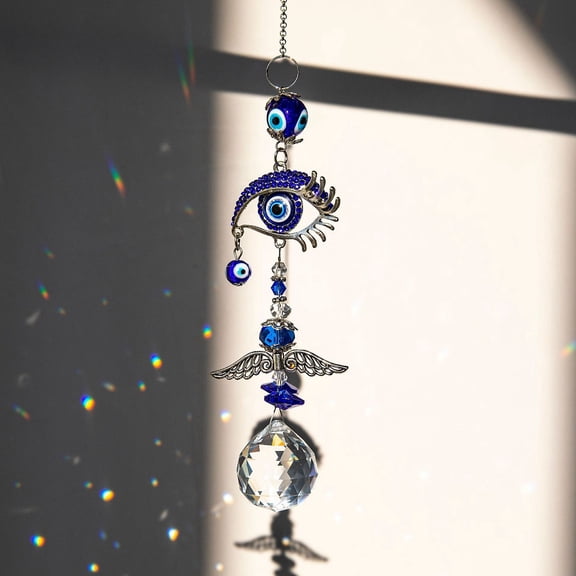 Evil Eye Pendant Decorations Alloy & Glass Hanging Suncatchers for Home Decoration Eye Pattern 430mm