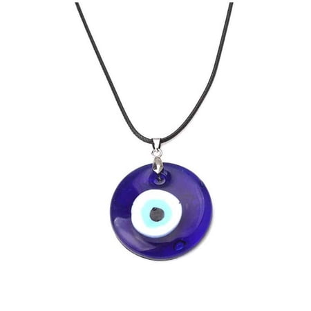 Evil Eye Pendant Necklace Glass Leather Rope Chain Turkish Protect Lucky Necklace for Women Men