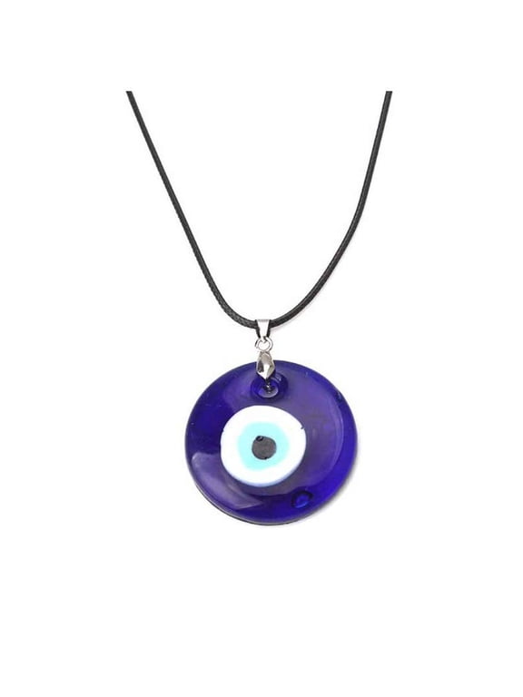 Evil Eye Pendant Necklace Glass Leather Rope Chain Turkish Protect Lucky Necklace for Women Men