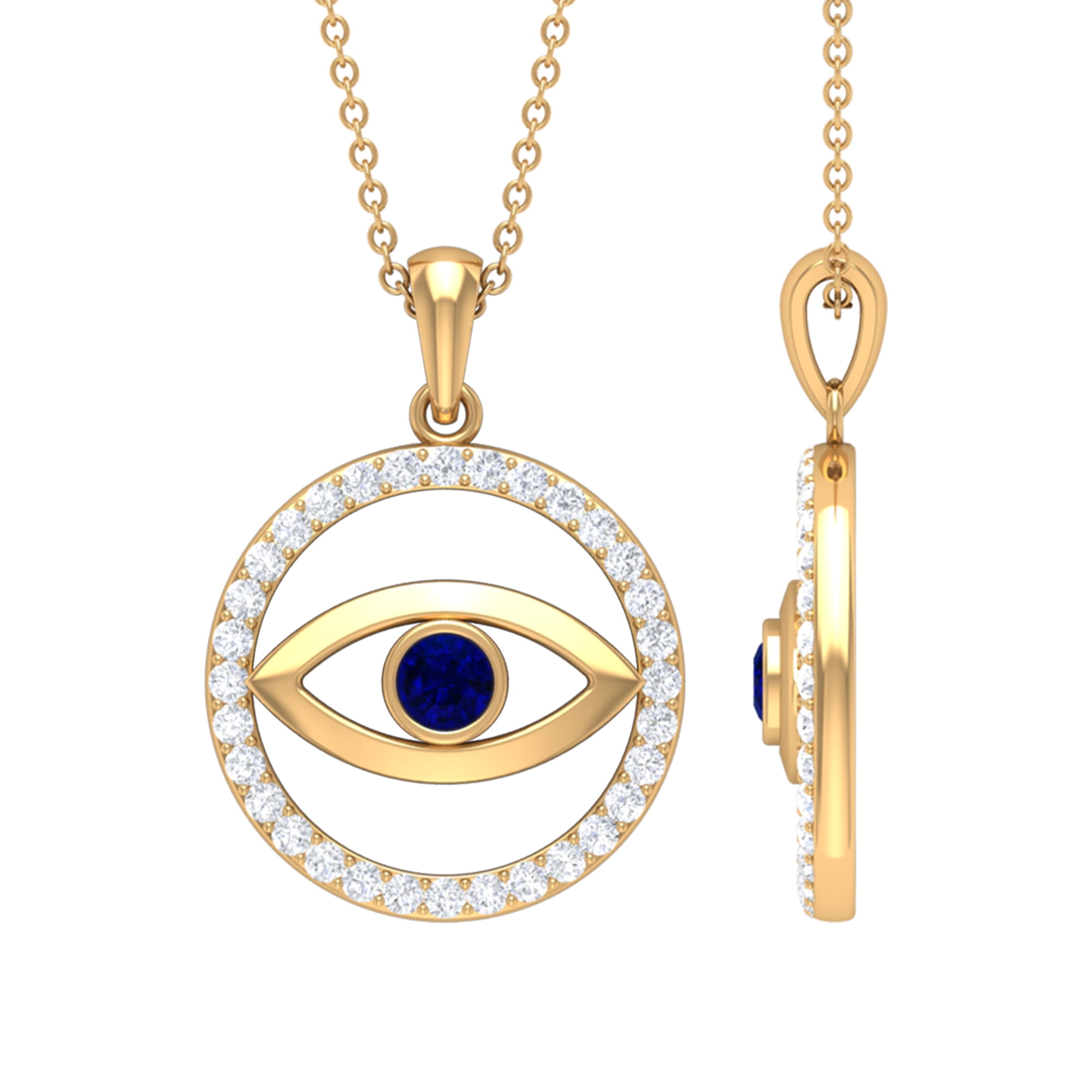 10K Gold Masal Turquoise Evil Eye Necklace