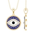 thumbnail image 1 of Rosec Jewels Evil Eye Pendant Necklace with Chain, Lab Grown Blue Sapphire and Moissanite Pendant, 18K Yellow Gold, 1 of 8
